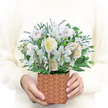 White Flowers Box Card Pop up Card Flower Bouquet Card for Easter
