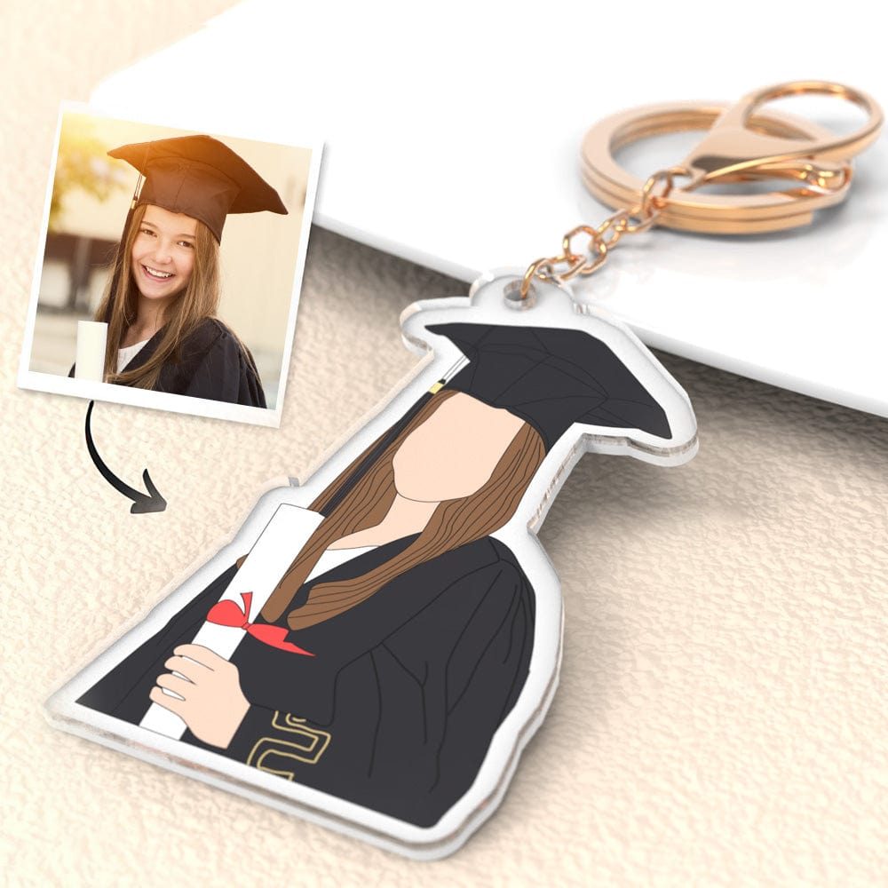 Custom Photo Keychain Portrait Keyring Graduation Gifts