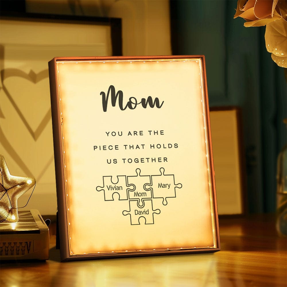 Personalized Name Mirror Light Custom Mom You Are The Piece That Holds Us Together Night Light for Mom - Image 2