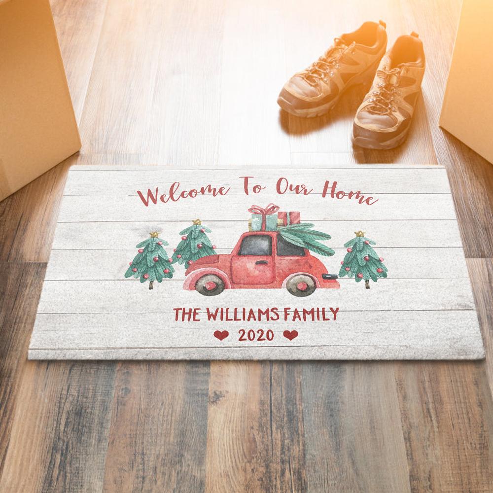 Personalized Welcome Doormat Christmas Gift - White - Image 2