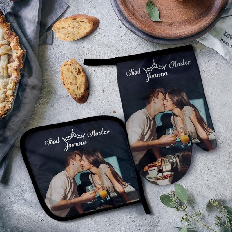 Custom Pot Holders & Oven Mitts Set Baking Set Anniversary Gifts For Couple