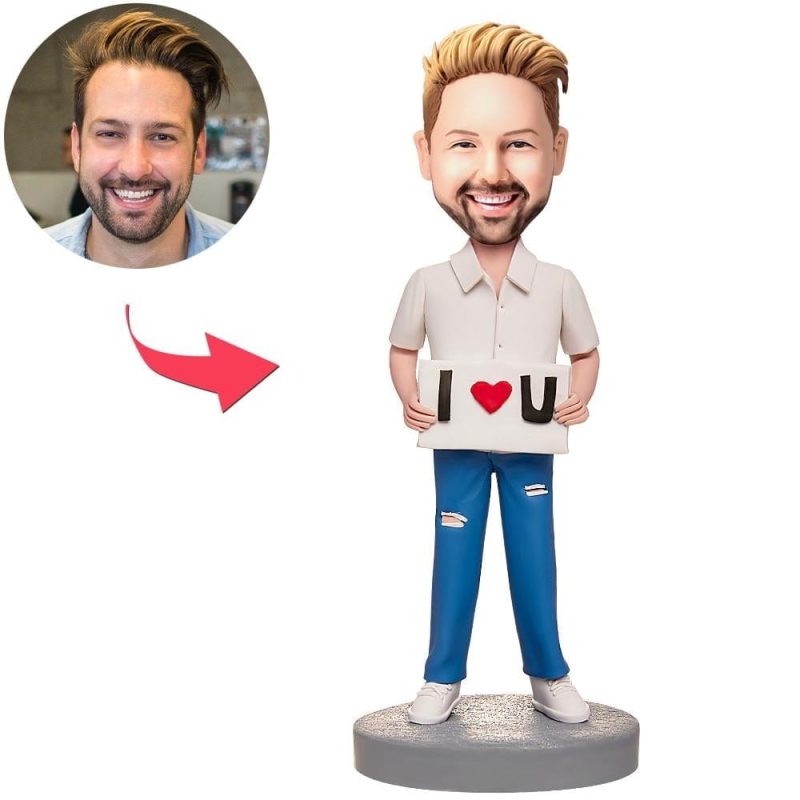 Personalized Boyfriend Bobblehead Male I LOVE U Anniversary  Gifts for Her