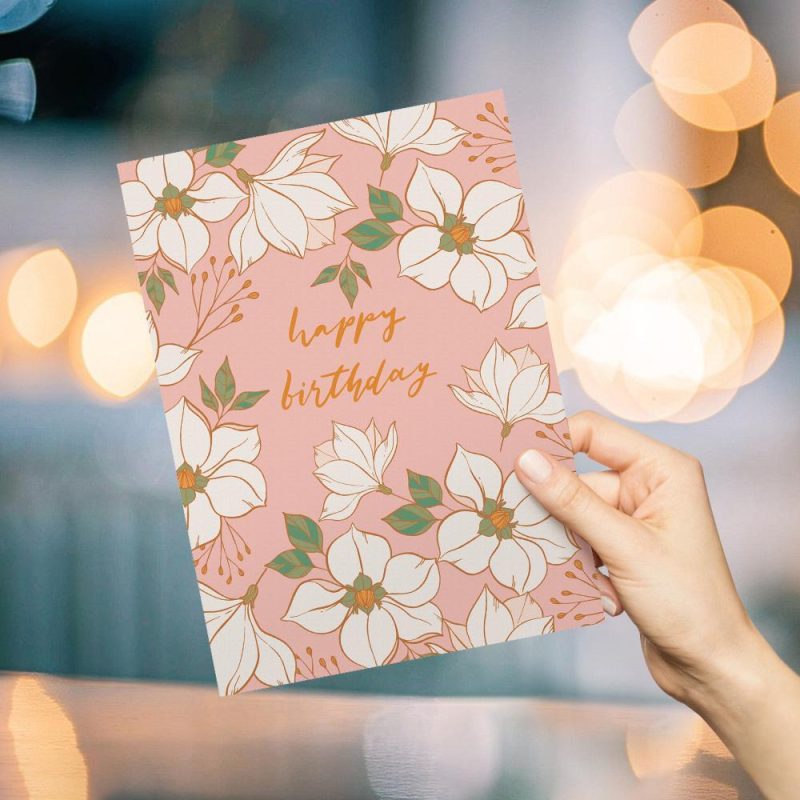 Personalized Happy Birthday Greeting Card Flowers Birthday Card For Her