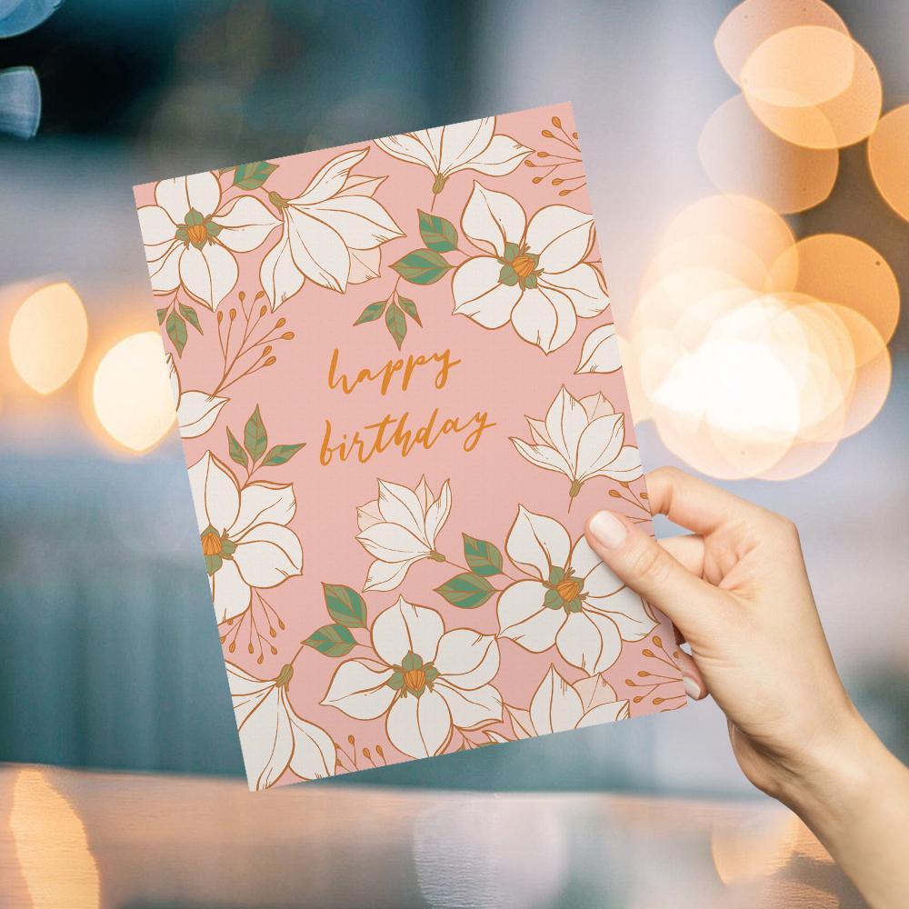 Personalized Happy Birthday Greeting Card Flowers Birthday Card For Her