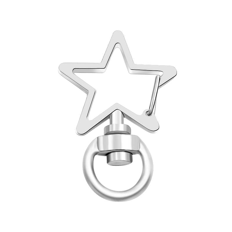 Star-Shaped Swivel Snap Hook Keychain Metal Spring Snap Key Ring Silver