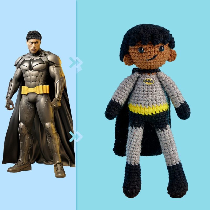 Full Body Customizable 1 Person Custom Crochet Doll Personalized Handwoven Mini Dolls Gifts – Batman