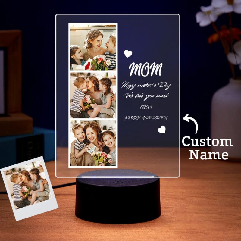 Mother’s Day Gift Custom Photo Night Light for Mom Custom Photo and Name