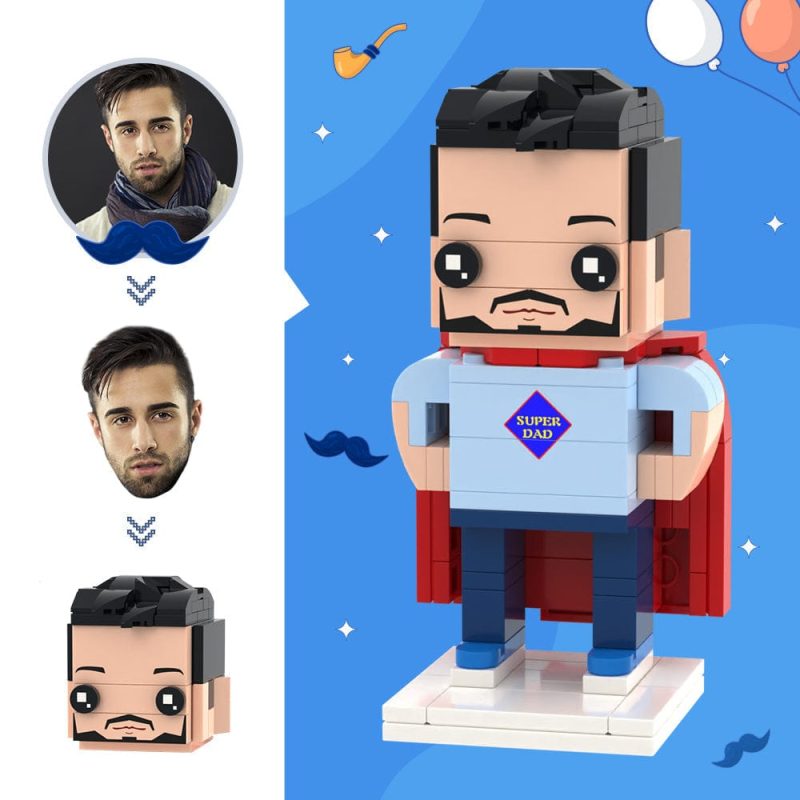 Father’s Day Gifts Custom Head Brick Figures Super Dad Brick Figures Small Particle Block Toy