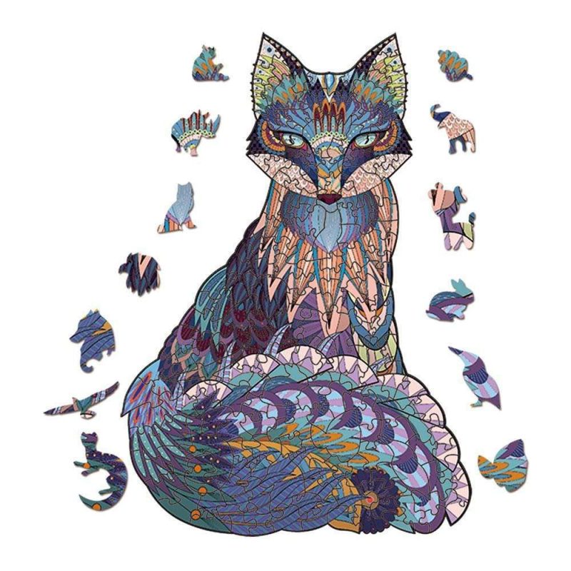 Fox Puzzle Butterfly Gift Wooden Jigsaw Puzzles For Adults and Kids