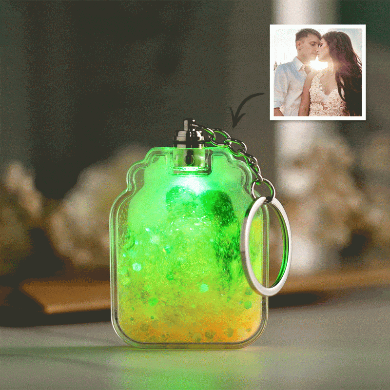 Custom Photo Quicksand Glowable Drift Bottle Shape Keychain