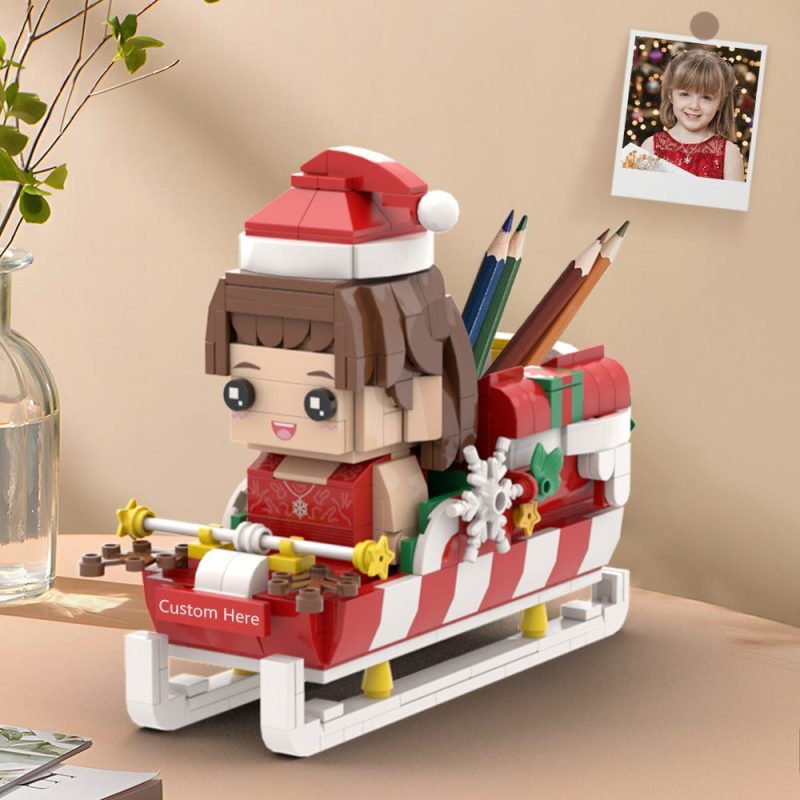Custom Christmas Brick Figures Pen Holder Personalized Brick Figures and  Pen Holder Custom Brick Figure with Santa’s Sleigh