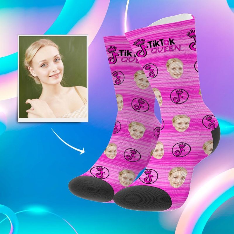 Tiktok Socks Custom Face Socks TikTok Gifts For Couple Crown 3 Sizes Christmas Gift