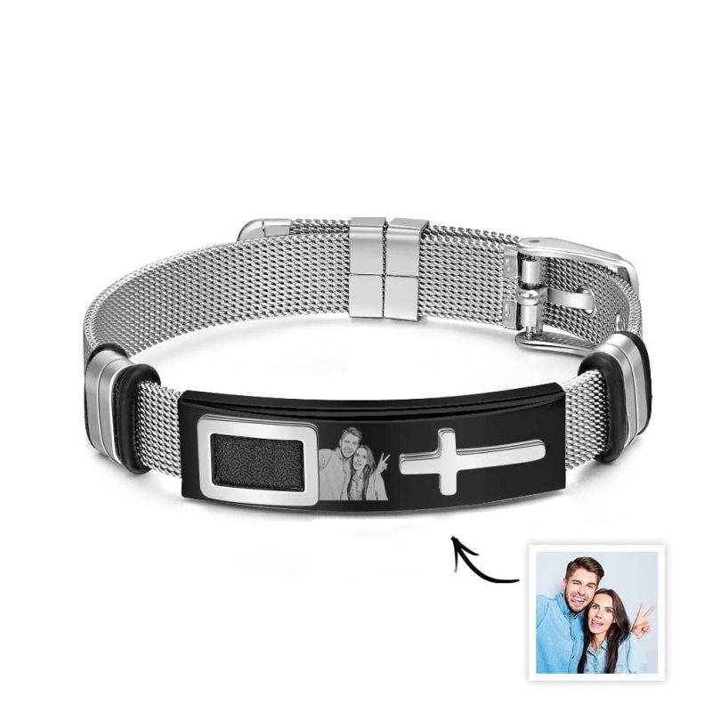 Custom Photo Bracelet Hip Hop Creative Cross Gift for Him