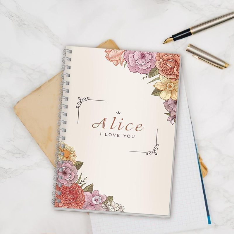 Personalized Spiral Notebook Ruled Line Flower 14*21CM