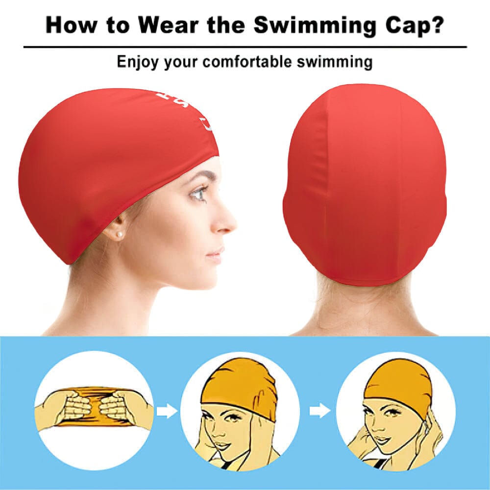 Personalized Red Swim Caps Custom Swimming Cap Summer Gift For Her - Image 5