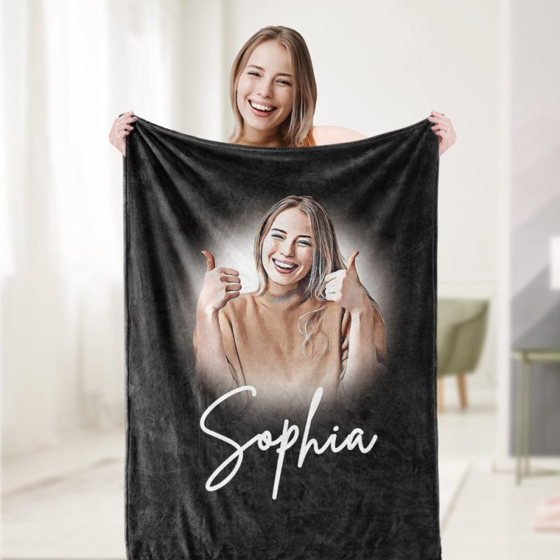 Custom Photo Blanket Portrait Photo Blanket Comfy Picture Blanket Gift