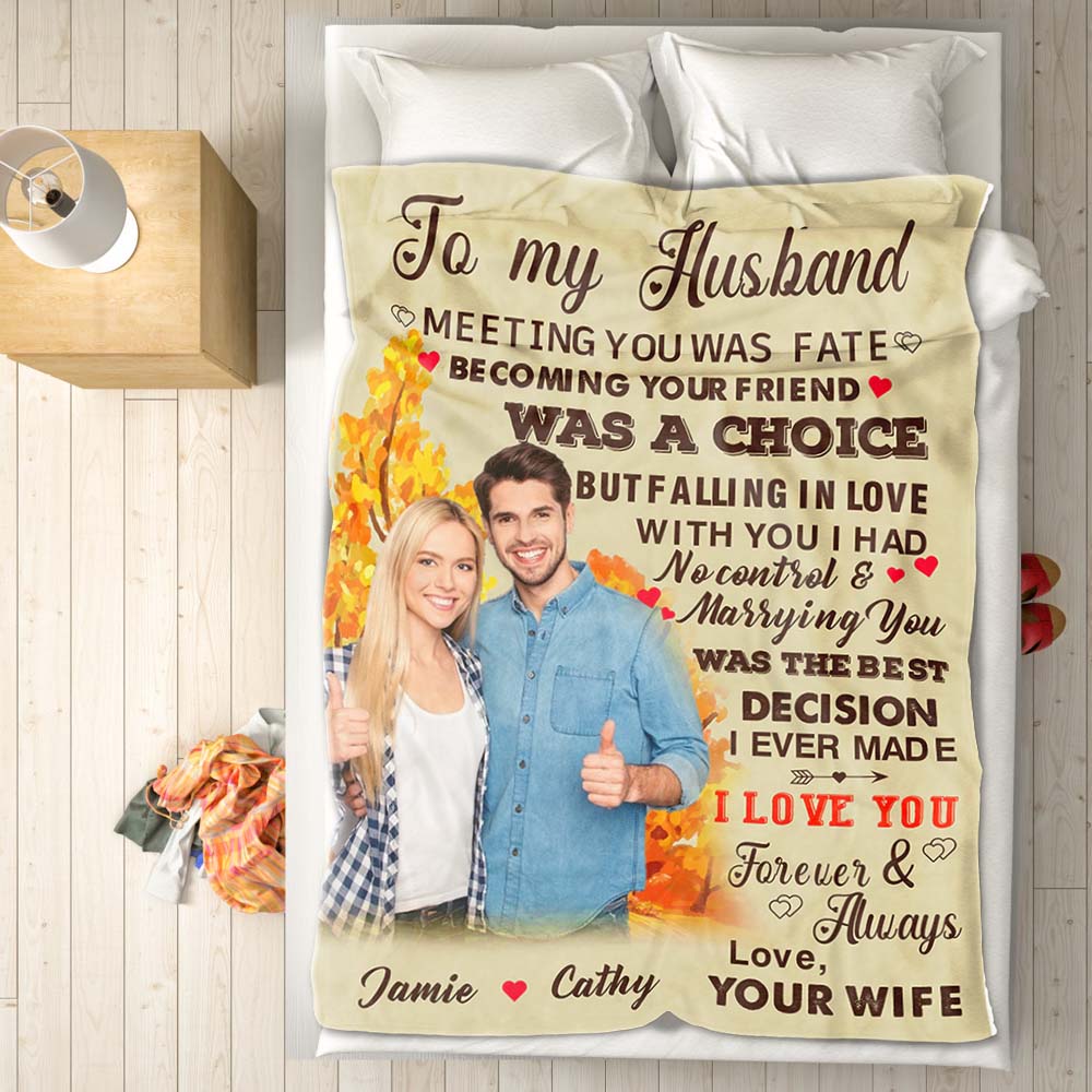 Custom Photo and Name Blanket To My Husband Valentine's Day Gift - Image 2
