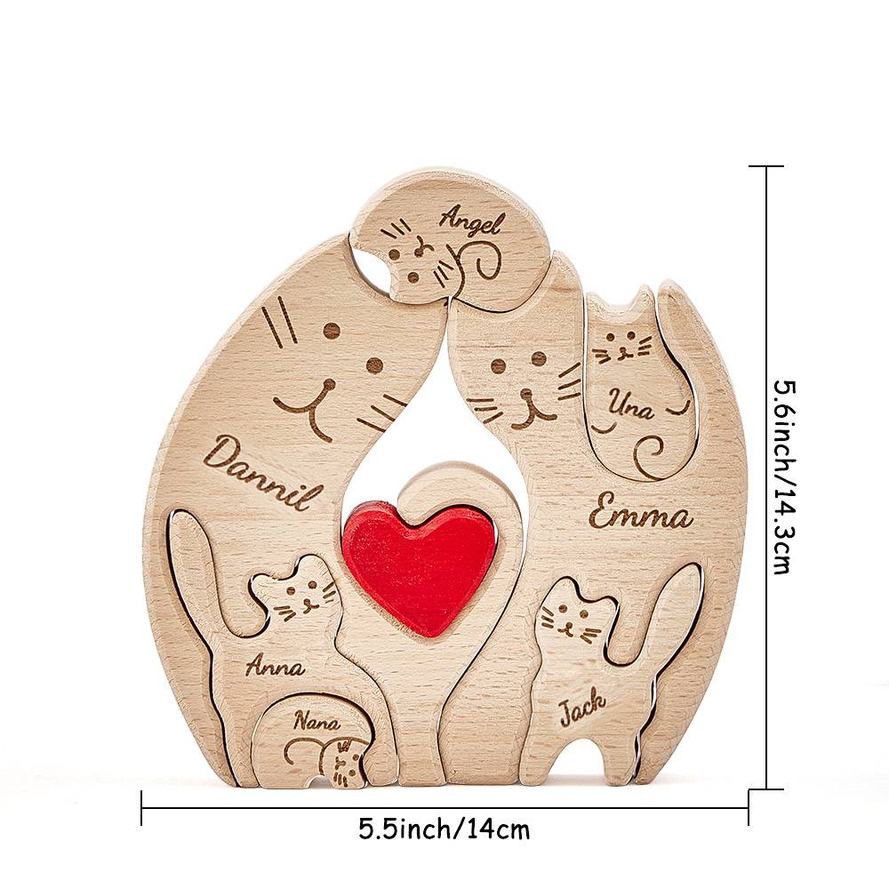 Personalized Wooden Cats Puzzle Custom Family Member Names Puzzle Home Decor Gifts - Image 4