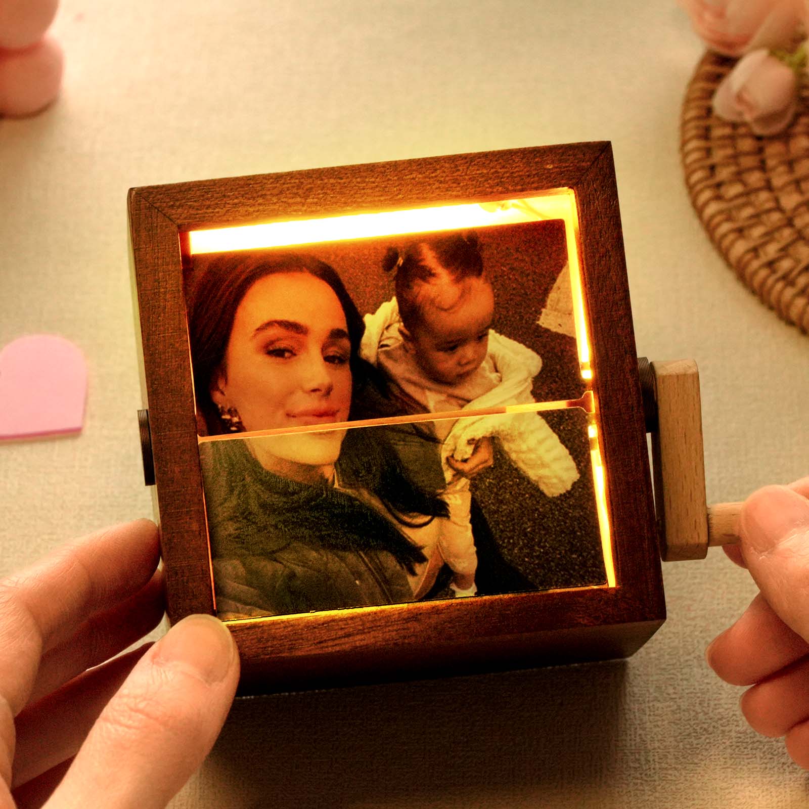 Custom Photo Flipbook Frame Animation Machine Mechanical Hand-cranked Photo Album with Light Unique Mother's Day Gifts - soufeelus - Image 2