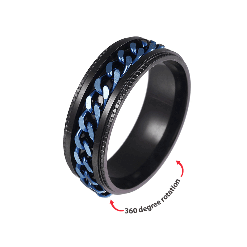 GiftLAB Anxiety Rings Rotating Chain Fidget Rings Spinning Rings Jewelry Valentine’s Day Gifts For Him