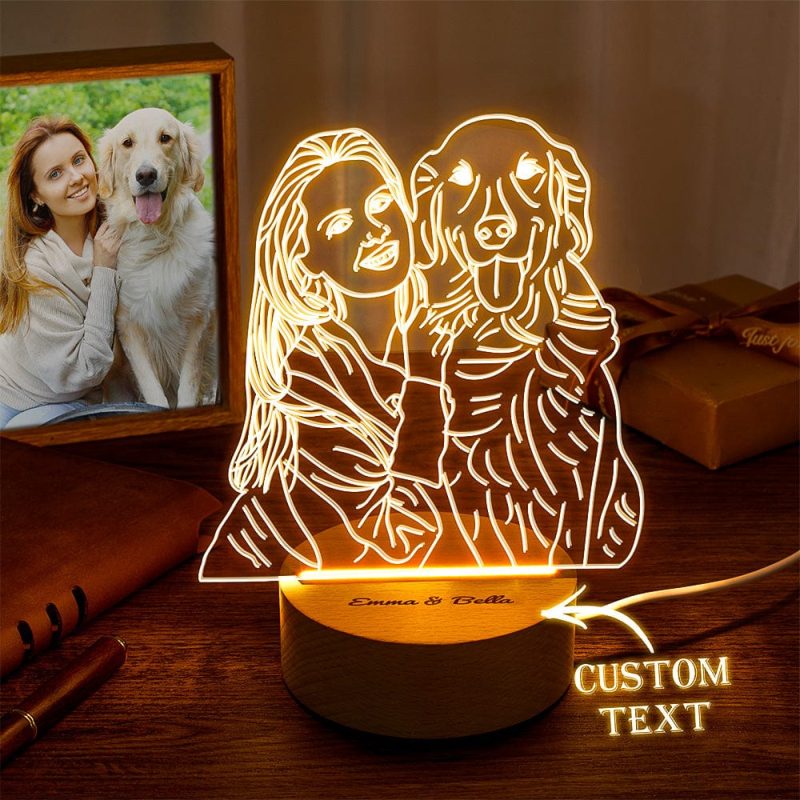 Personalized Photo Night Light With Text Gifts for Pet Lovers Dog Mom Gifts