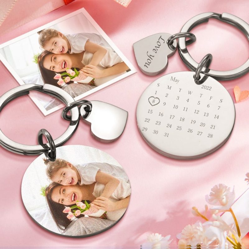 Personalized Calendar Keychain Picture Keychains Anniversary Gifts for Mom