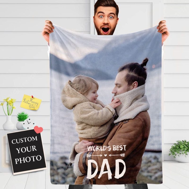 Father’s Day Blankets Custom Father’s Day Blanket Personalized Blanket with Photo the Best Gift for Dad