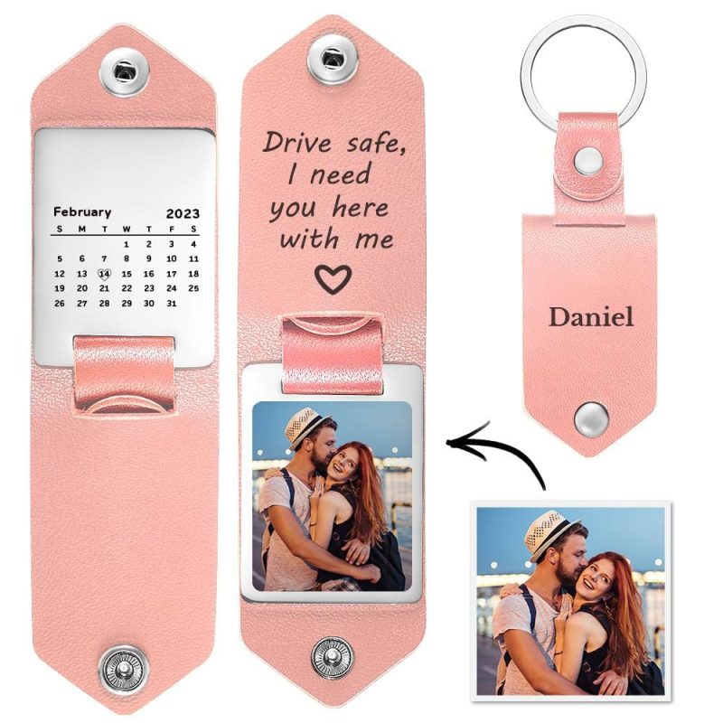 Drive Safe Keychain Gifts for Lover Calendar Keychain Photo Gifts