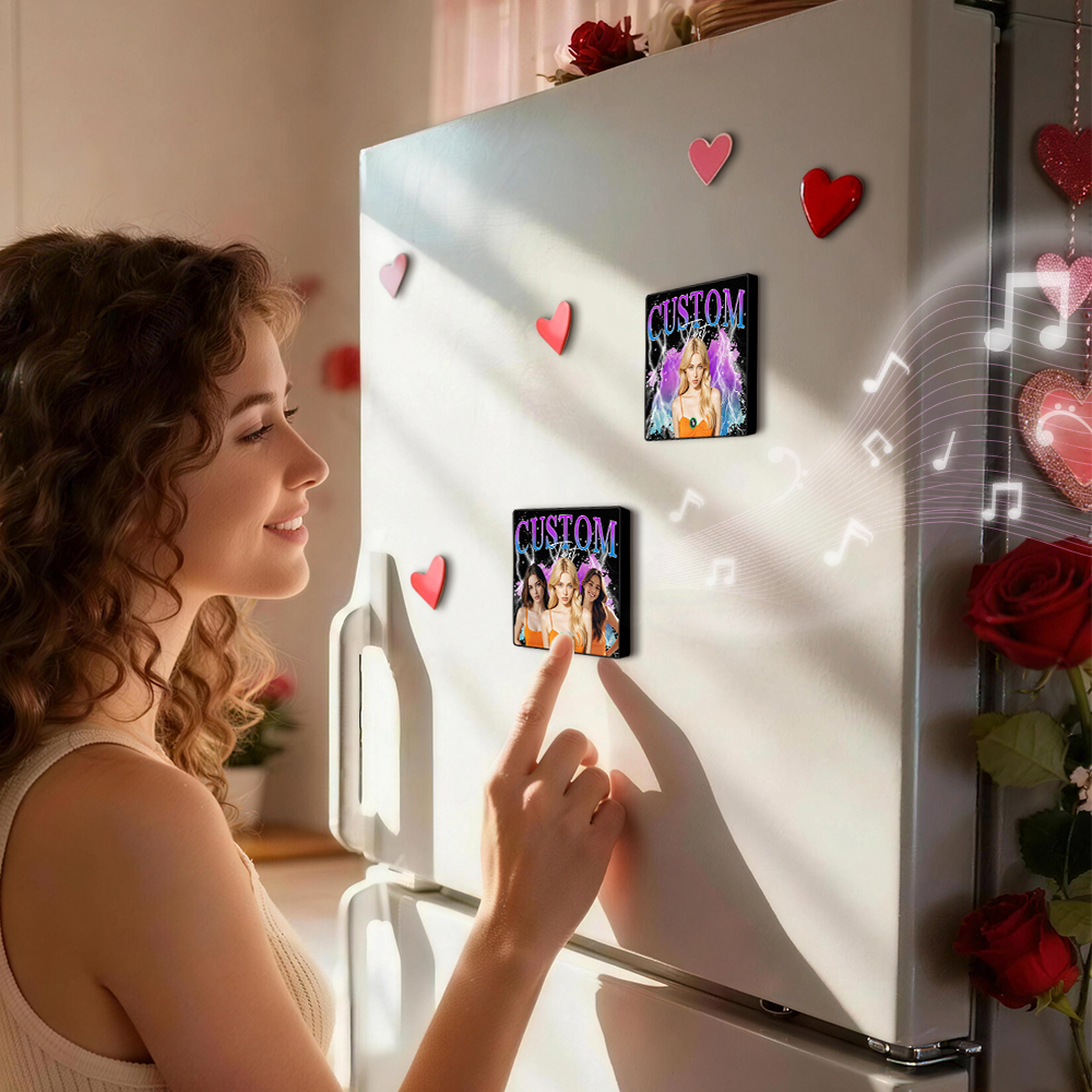 Custom Music Fridge Magnet Personalized Photo Song Playing Interactive Romantic Decor Gift for Couples - Image 2