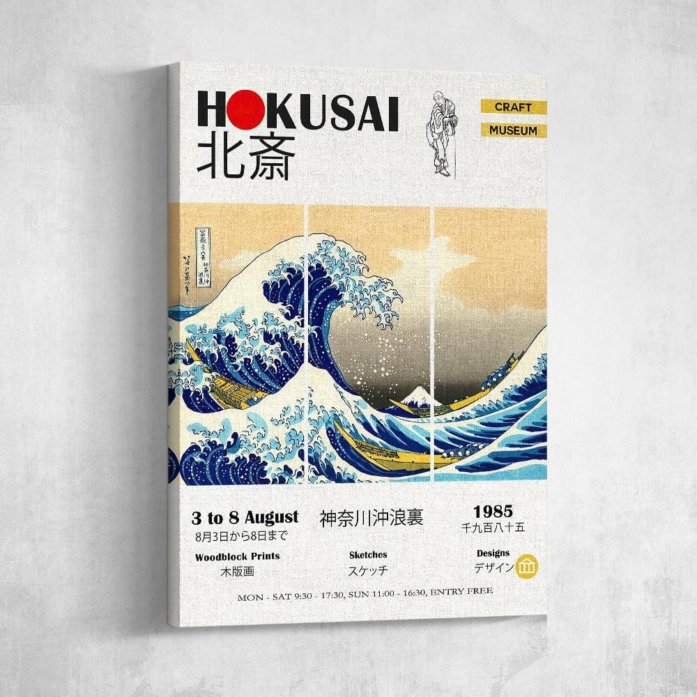 Custom Photo Canvas The Great Wave Exhibition Poster Hokusai - Image 2