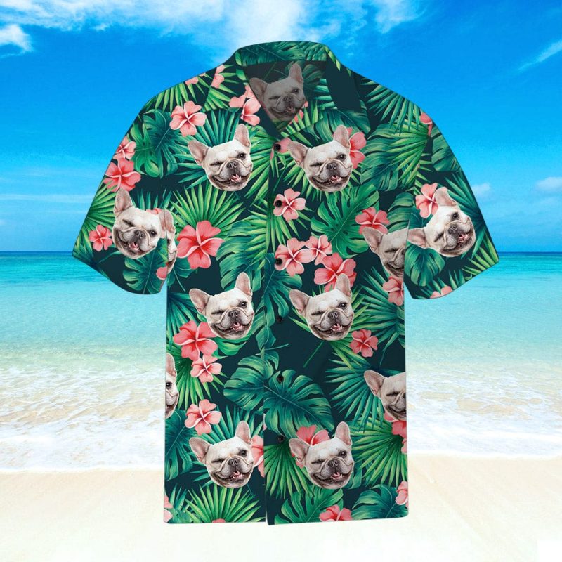 Face Hawaiian Shirt Men’s All Over Print Hawaiian Shirt Leaves & Flowers Gifts for Men