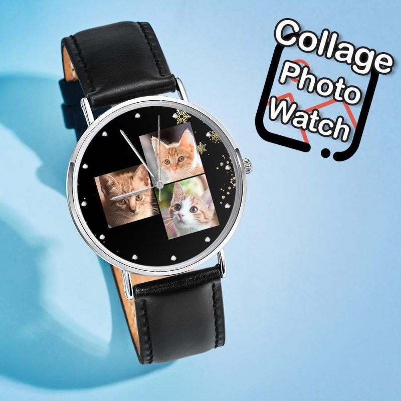 Custom Engraved Watches Photo Watch Gifts for Cat Owner