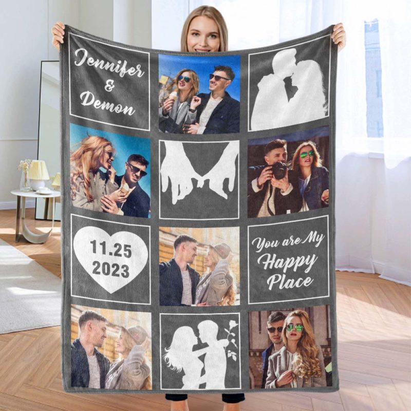 Custom Photo Blanket Couple Love Blanket Valentine’s Day Gift