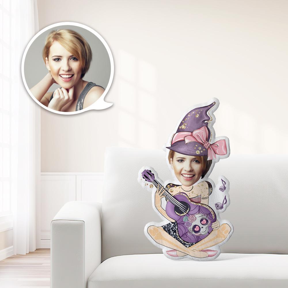 Halloween Photo Pillow Custom Face Pillow Halloween Gifts for Her Girl Playing Guitar Gift For Kid