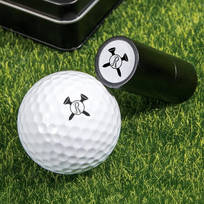 Personalized Monogrammed Initial Golf Ball Stamp with Metal Storage Box Birthday Father’s Day Gift for Golf Player