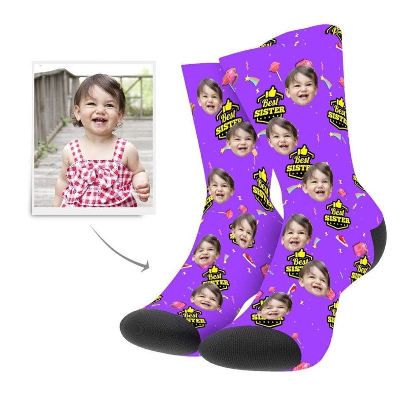 Custom Photo Socks Best Sister Face Mash Socks