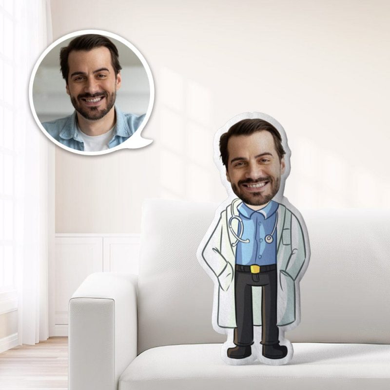 Custom Doctor With Stethoscope Minime Throw Pillow Unique Gifts for Doctor Personalized Minime Throw Pillow