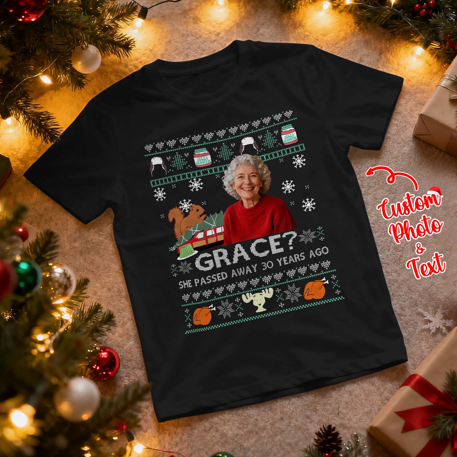 Personalized Photo Christmas Gifts For Movie Fans Tshirt Custom Photo Text T Shirt Gift Idea