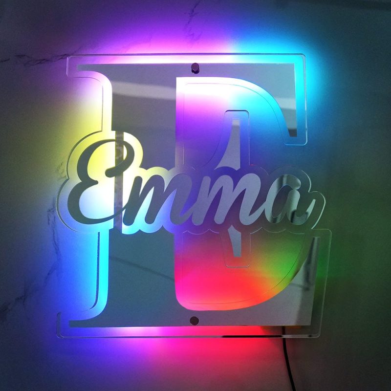 Custom Letter Mirror Light with Name Personalized Decor Gift