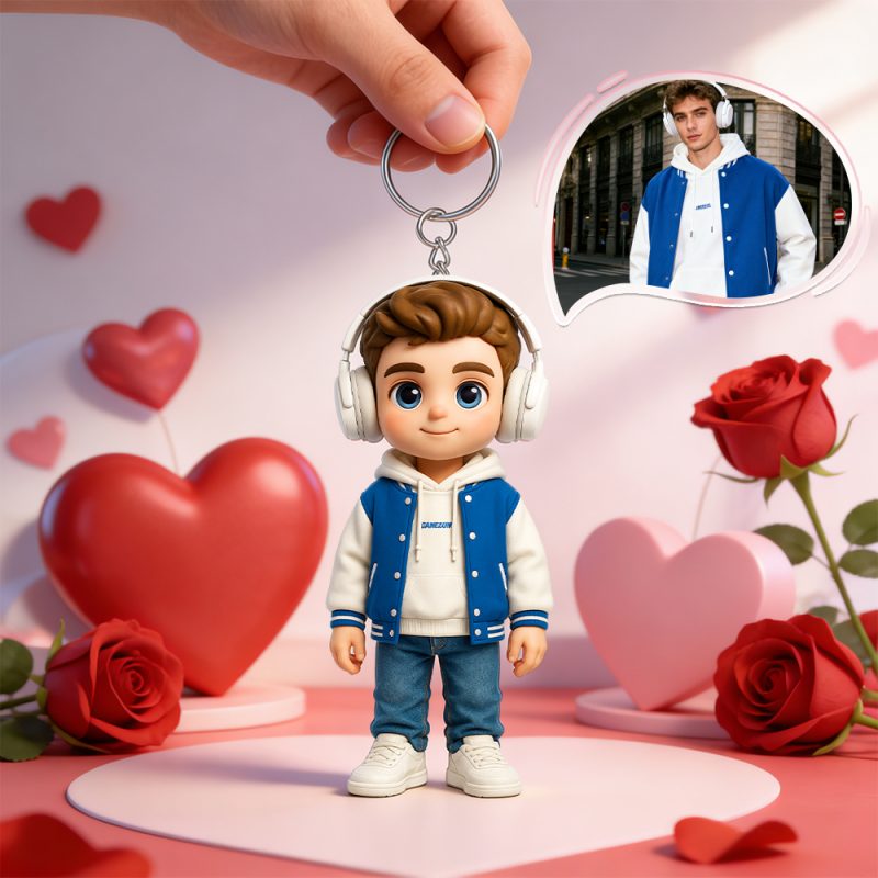 3D Custom Keychain with Your Face Photo Based Personalized Mini Character Doll