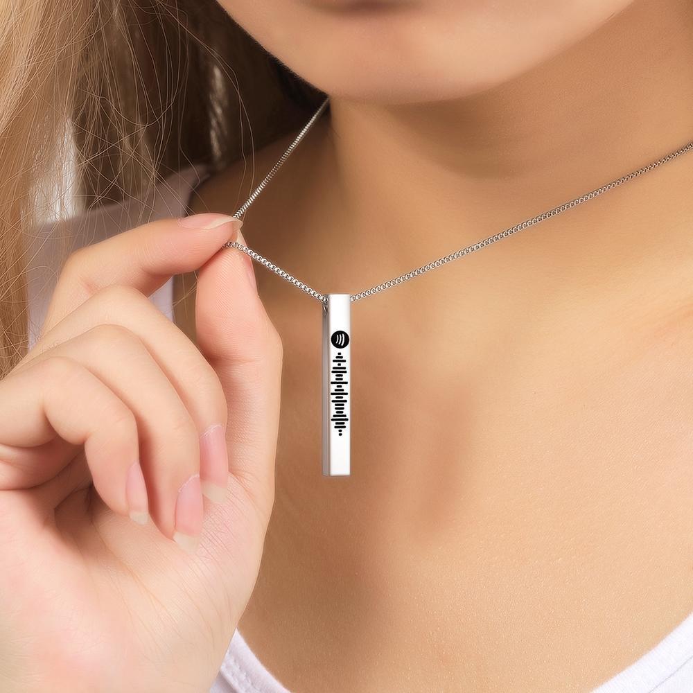 Spotify Necklace Personalized Song Code Necklace Custom 3D Engraved Vertical Bar Necklace - Image 5