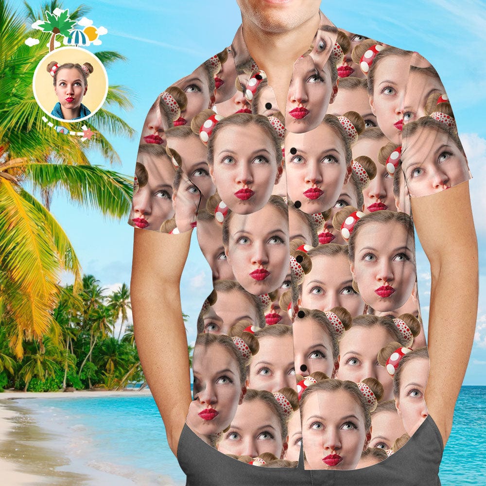 Custom Pet Face Hawaiian Shirt Men's All Over Print Hawaiian Shirt Personalized Hawaiian Shirt - Image 2