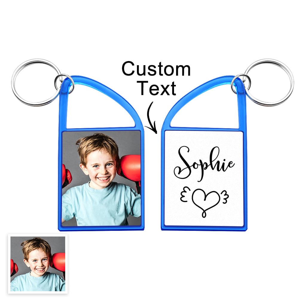 Custom Multicolor Snap-in Photo Carabiner Keychain WIth Text