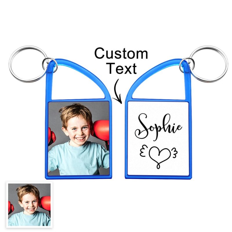 Custom Multicolor Snap-in Photo Carabiner Keychain WIth Text