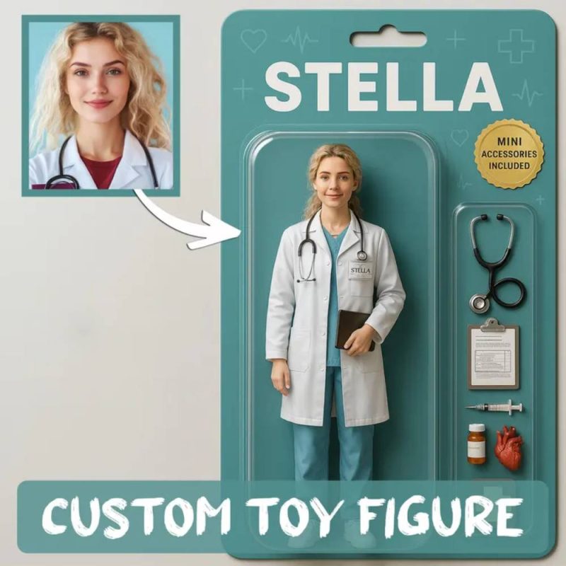 Fully Body Customizable 3D Effect Action Figure Pack Packaging Toy Box Style Art Gift Personalized 2D Printing Acrylic Keychain Gift for Mom