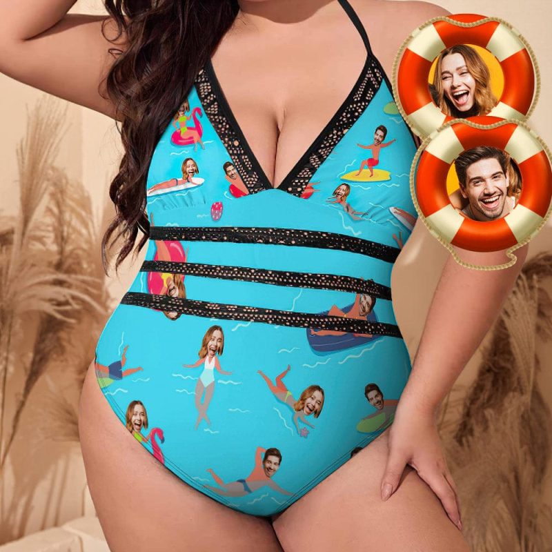 Plus Size One Piece Bikini Swimsuit With Face Gifts for Pool Party