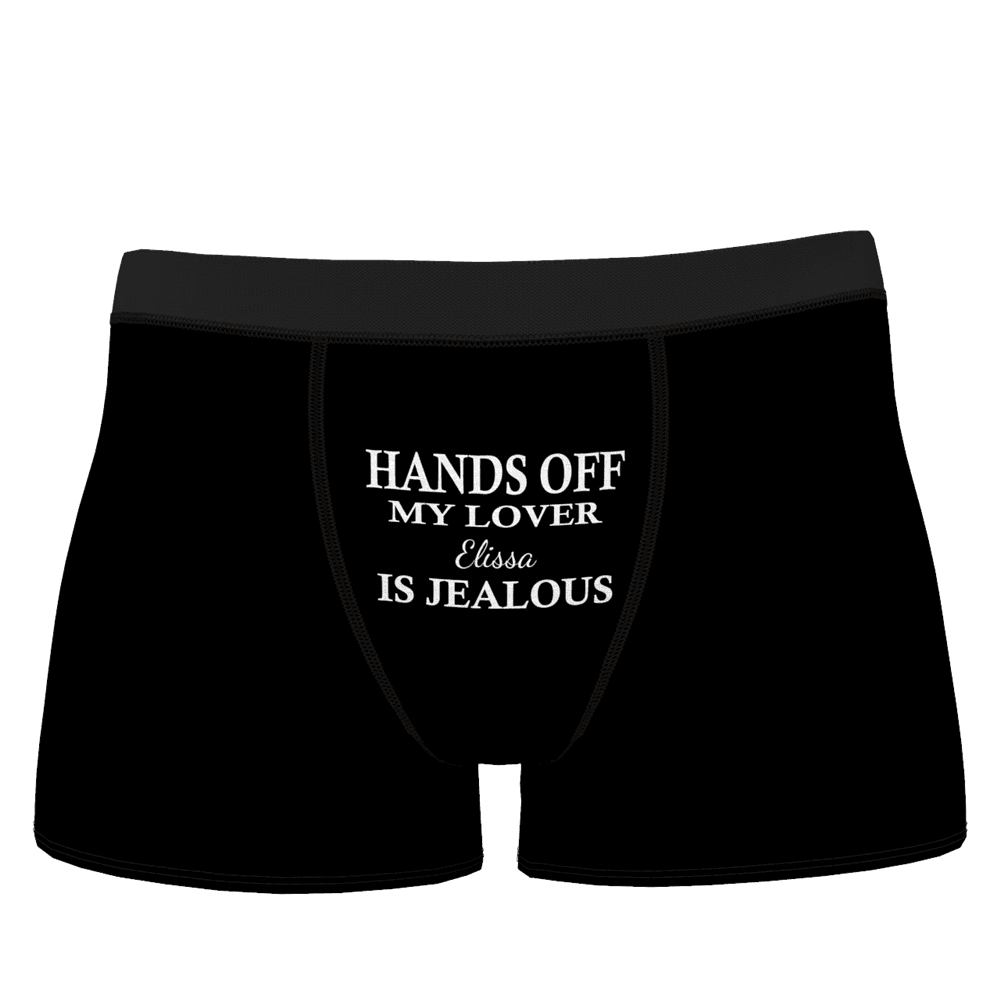 Anniversary Gift Men's Boxer Brief with Name - Hands Off