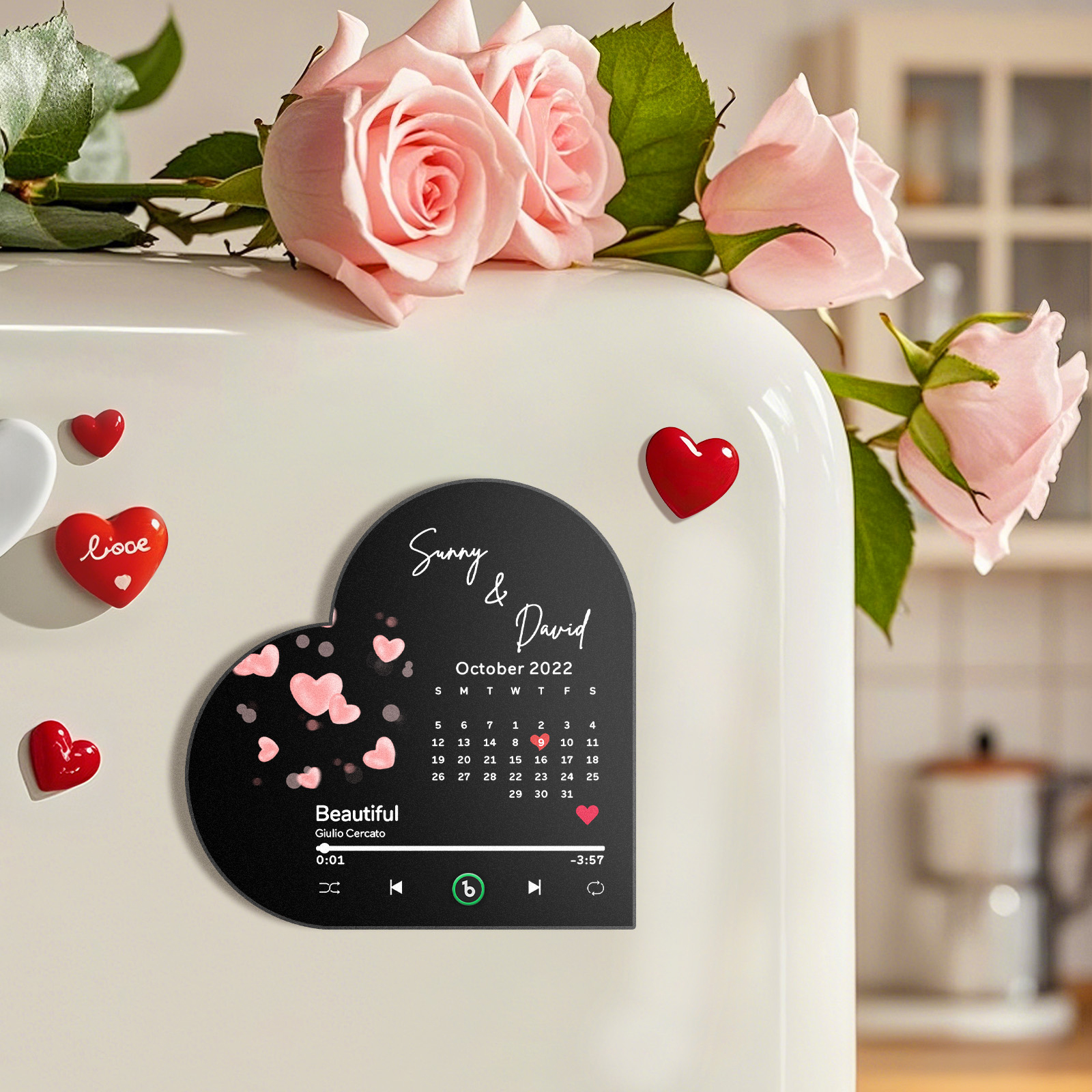 Custom Music Fridge Magnet Custom Heart Frame Album Fridge Magnet Music Wall Photo Sticker - Image 2