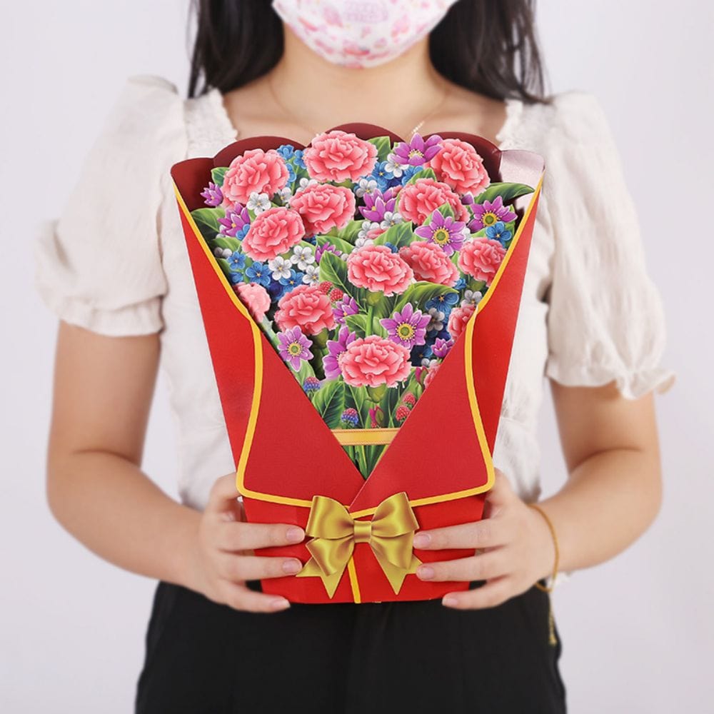 Carnation 3D Pop Up Greeting Card Flower Bouquet Pop Up Card - Image 2