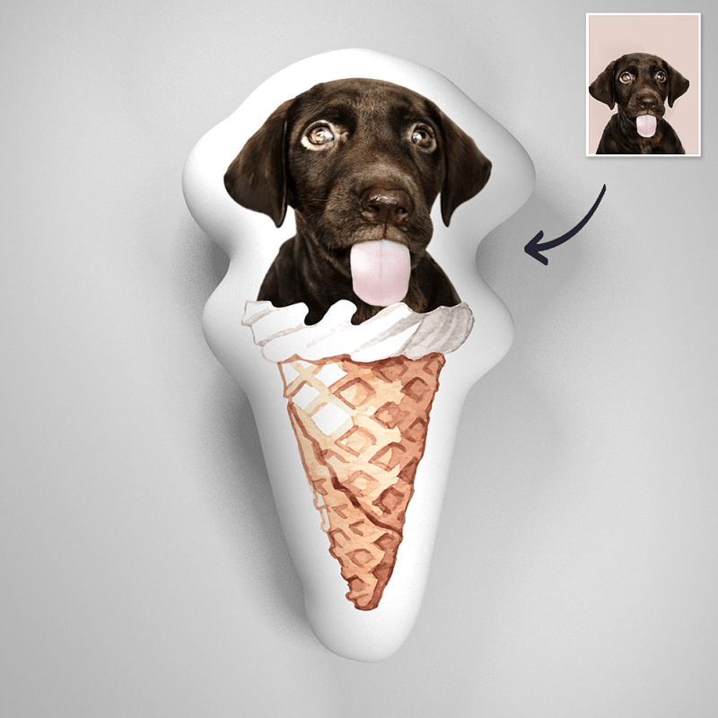 Ice Cream Dog 3D Portrait Personalized Pillow